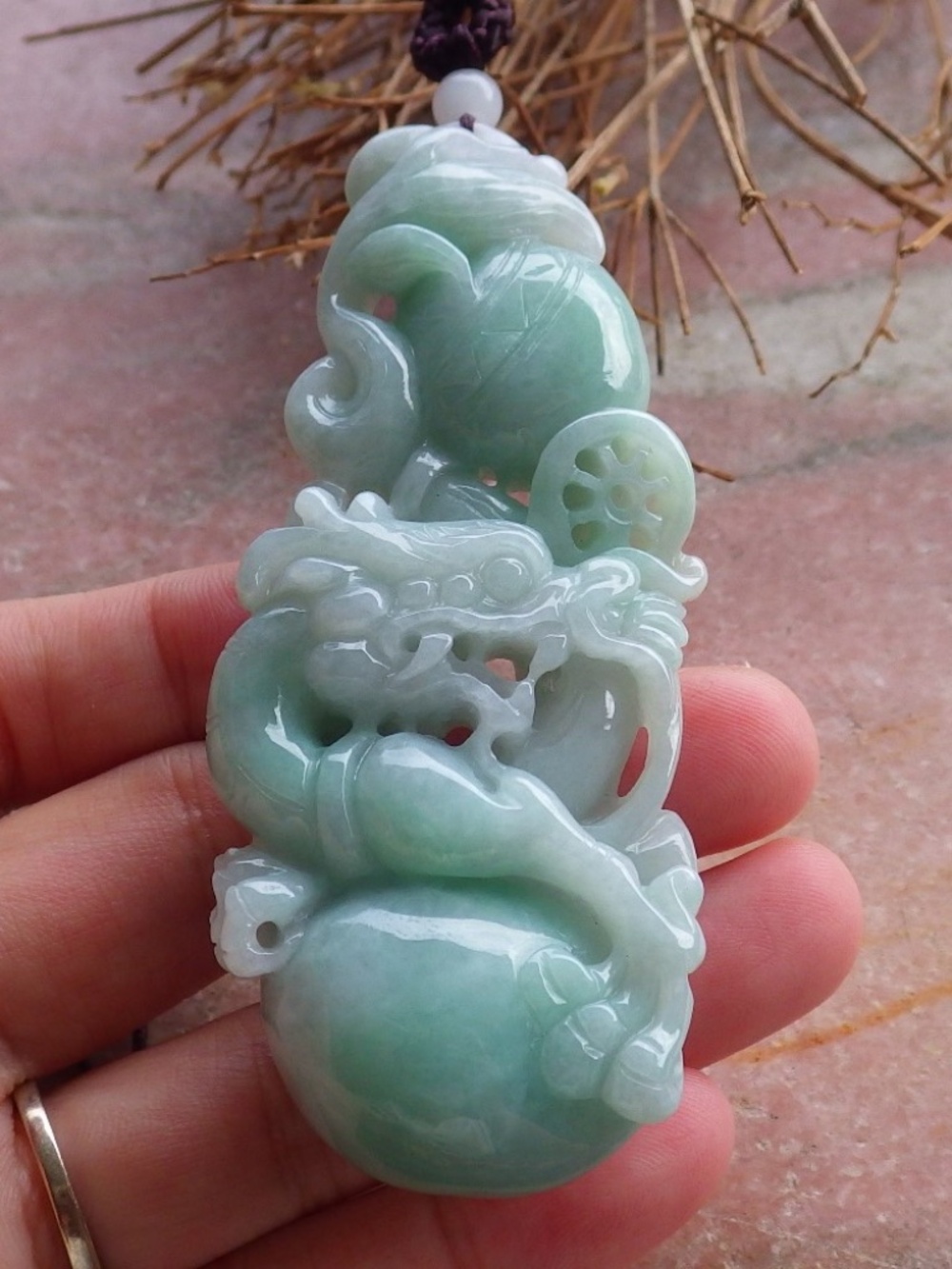 Certified Hand Carved Green Natural Burma A Jade Jadeite Dragon Pendant Necklace